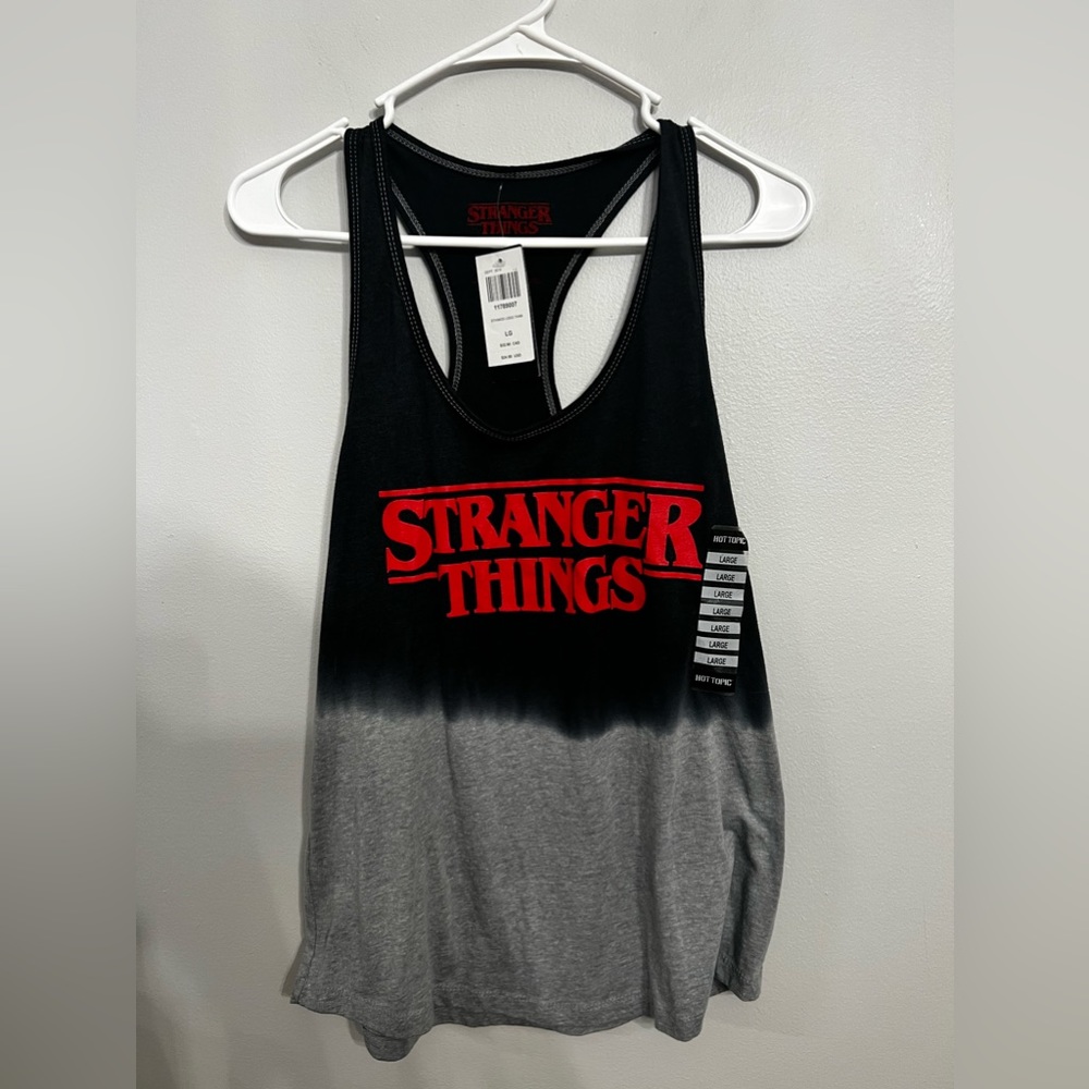 Hot Topic “Stranger Things”‎ racer back dip dyed tank gray large  NWT